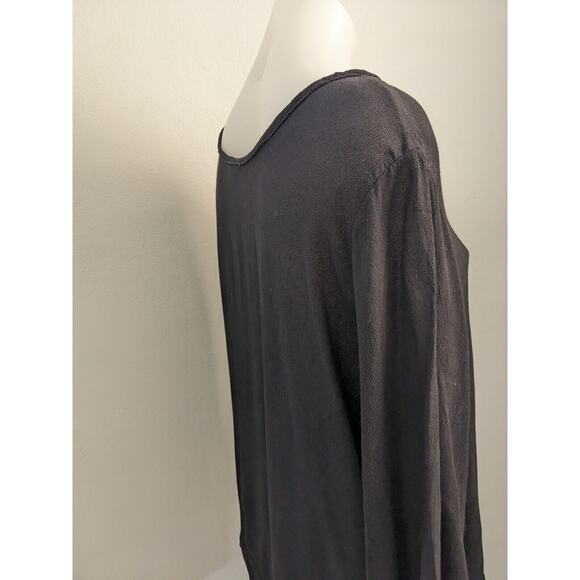 Christine Damen Size Small Sheer Hem Shirt Blouse Black 100% Rayon Long Sleeves - Picture 8 of 11